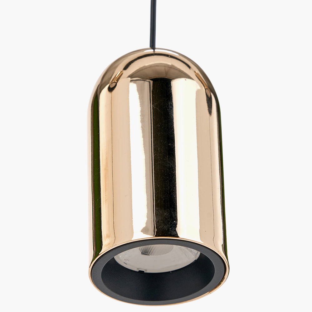 Xena Black & Rose Gold Metal 5 Drop LED Pendant Light